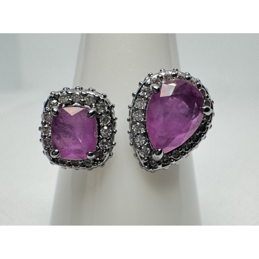 Ring Bomb Party Glimmering Together Purple Fluorite Hematite Ring RG14074 Size 8